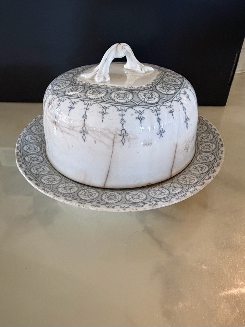 Antique John Maddock & Sons Royal Vitreous Covered Butter Dish England